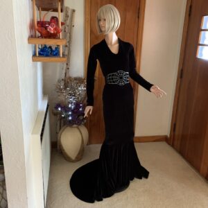 Vintage Black Velvet Gown With Train 1990’s