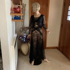 Vintage Sheer Lace Gown with Jacket and Belt 1930s