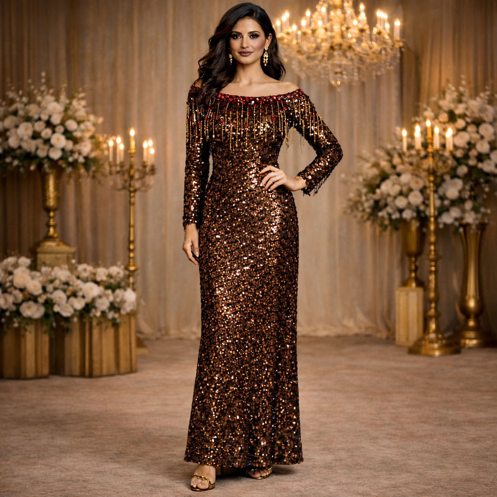 Lilli Diamond Of California Bombshell Sequin Gown 1960s