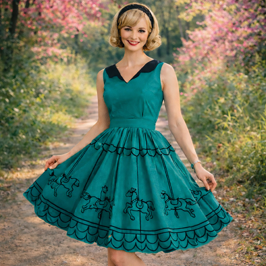 1950’s Dean Jones Sportswear Carousel Horse Novelty Skirt Set