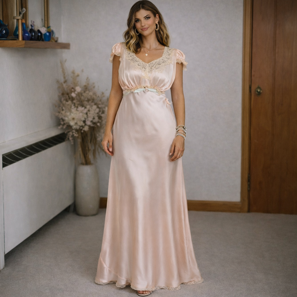 Liquid Satin Peach Slip Dress 1930’s