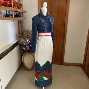 Vintage Eleanor Brenner Appliqué Maxi Dress 1970’s