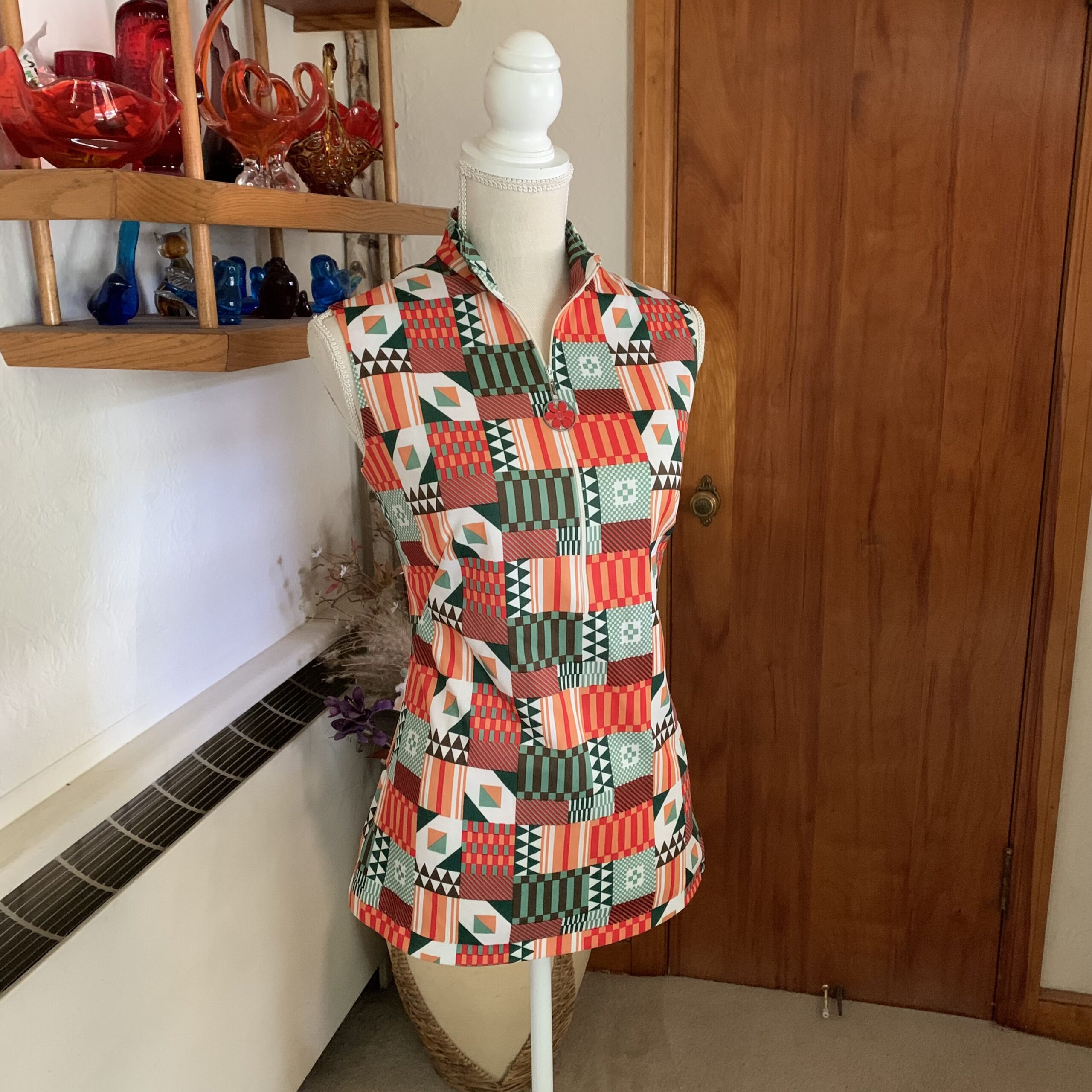 Vintage Patchwork Print Mini Dress/Tunic Top 1970’s