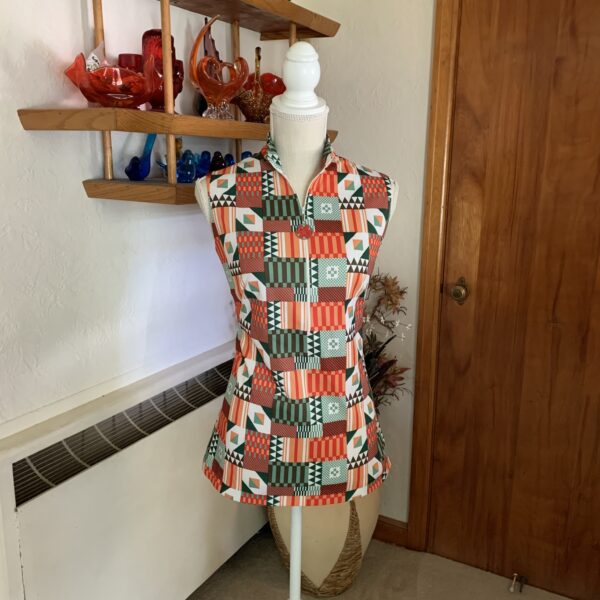 Vintage Patchwork Print Mini Dress/Tunic Top 1970’s - Image 2