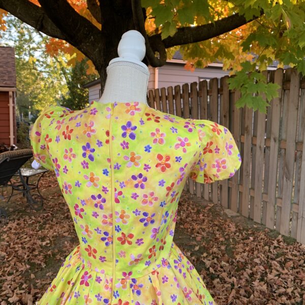 Vintage 1990’s Prairie Revival Dress In Yellow Floral with Purple Ruffles - Image 6