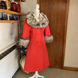 1960s Lilli Ann Red Wool Coat with Genuine Fox Fur Trim