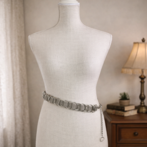 1970s Couture-Style Silver Mesh Disc Belt