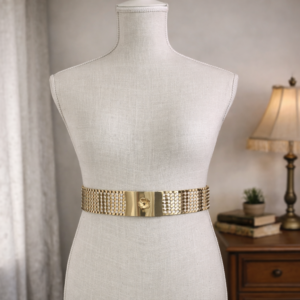 80s Gold And Ivory Metal Scale Belt – Floral Clasp
