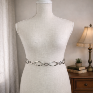 Vintage 1980s Adjustable Silver-Tone Chain Waist Belt