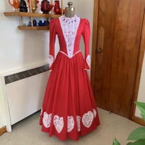 Mid-Century Red Novelty Dress with Applied Heart Motif