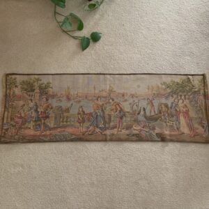 Scenic Venetian Harbor Tapestry Panel Mid-20th Century European Woven Textile