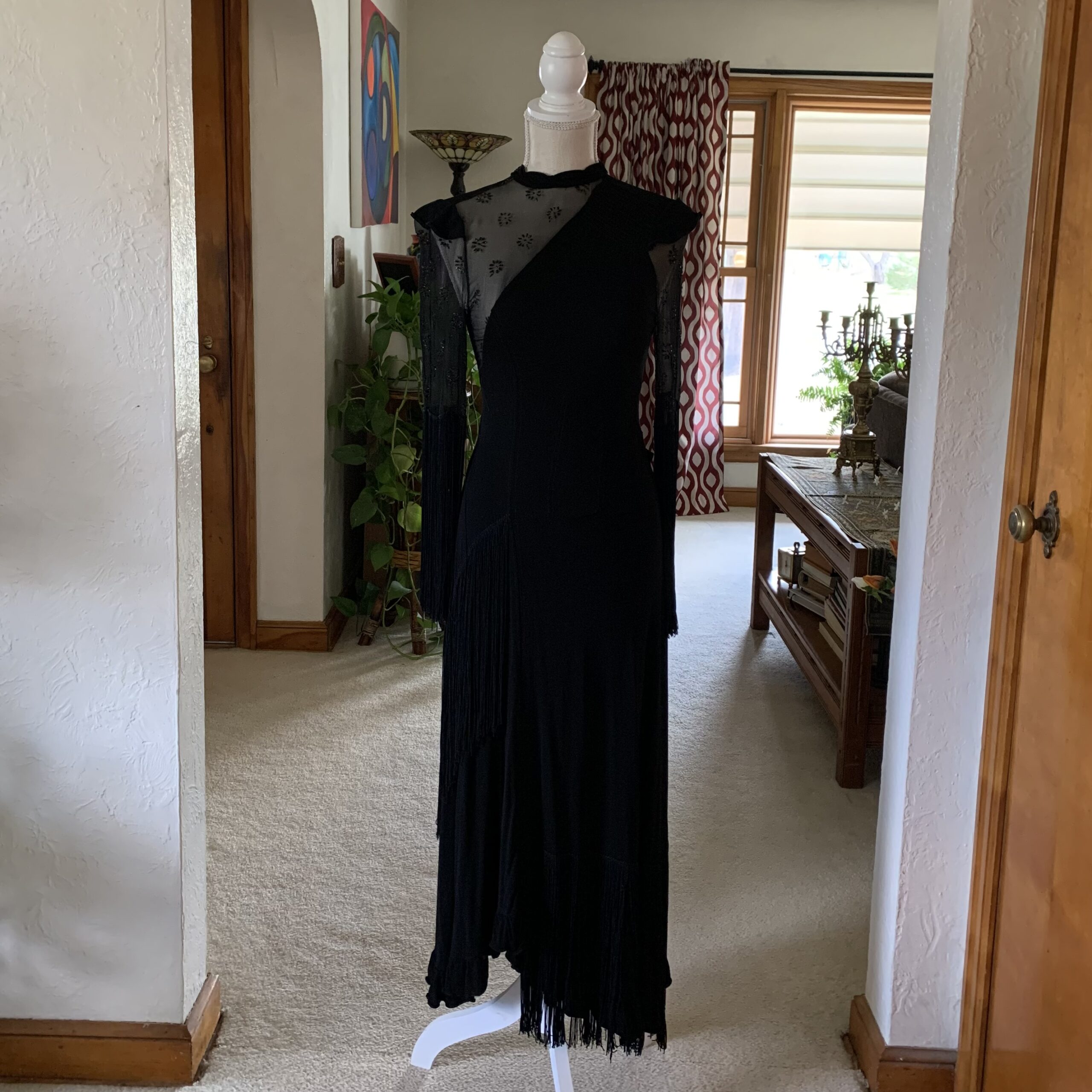 1970s Riding High Fringe Dress with Tie Sash