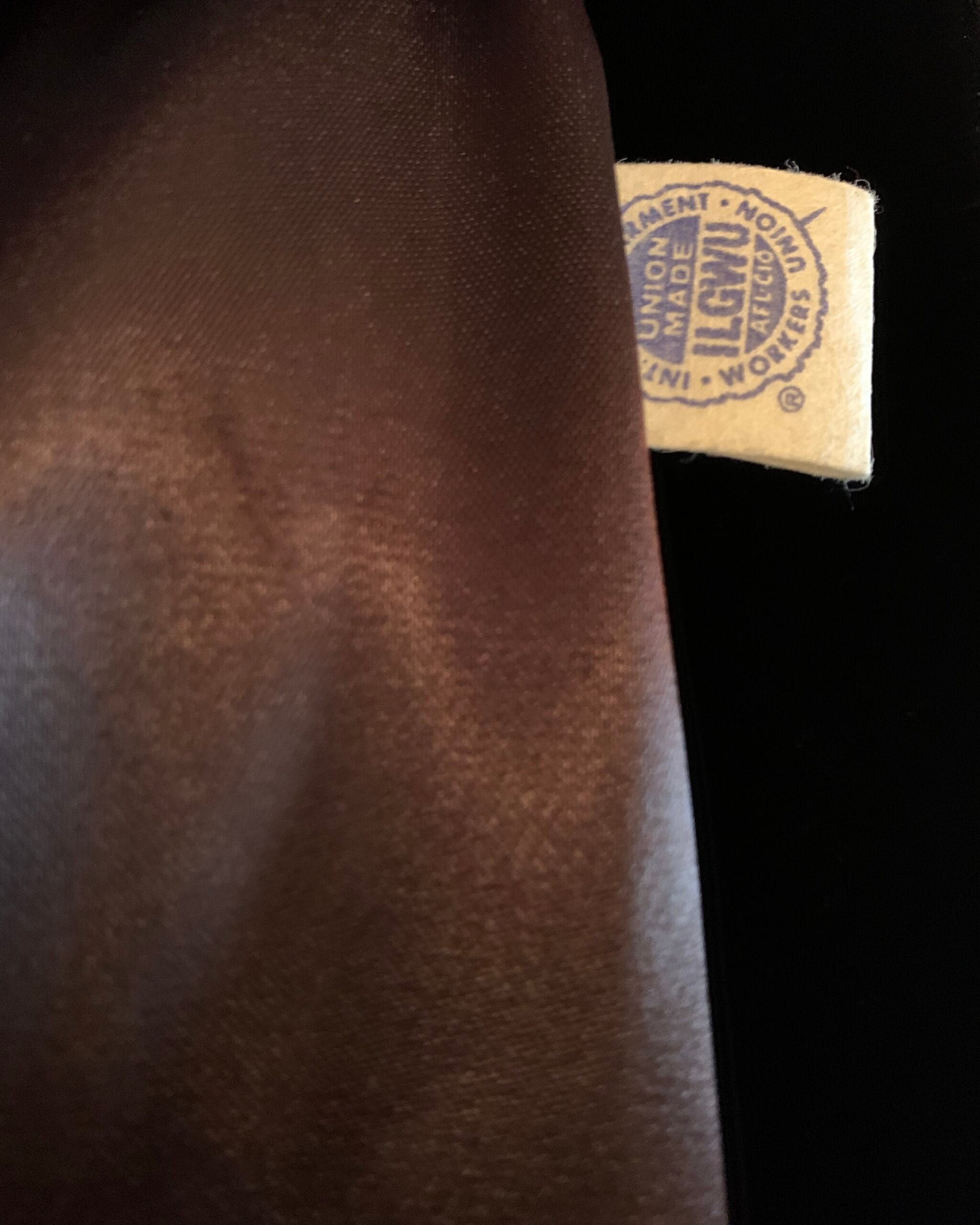 ILGWU union label inside vintage black velvet opera coat.