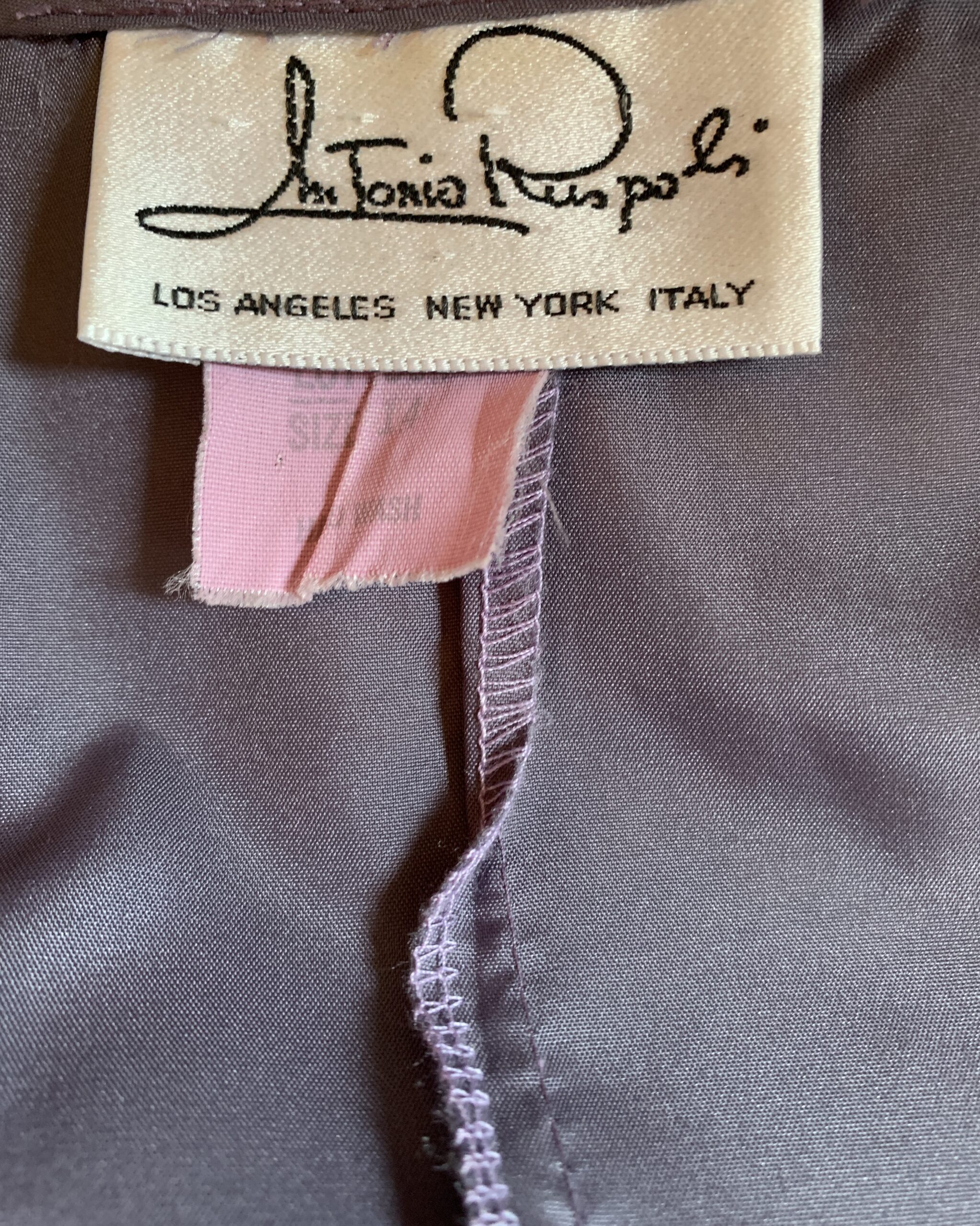 Antonio Ruspoli designer label reading Los Angeles, New York, Italy sewn inside the vintage jumpsuit.