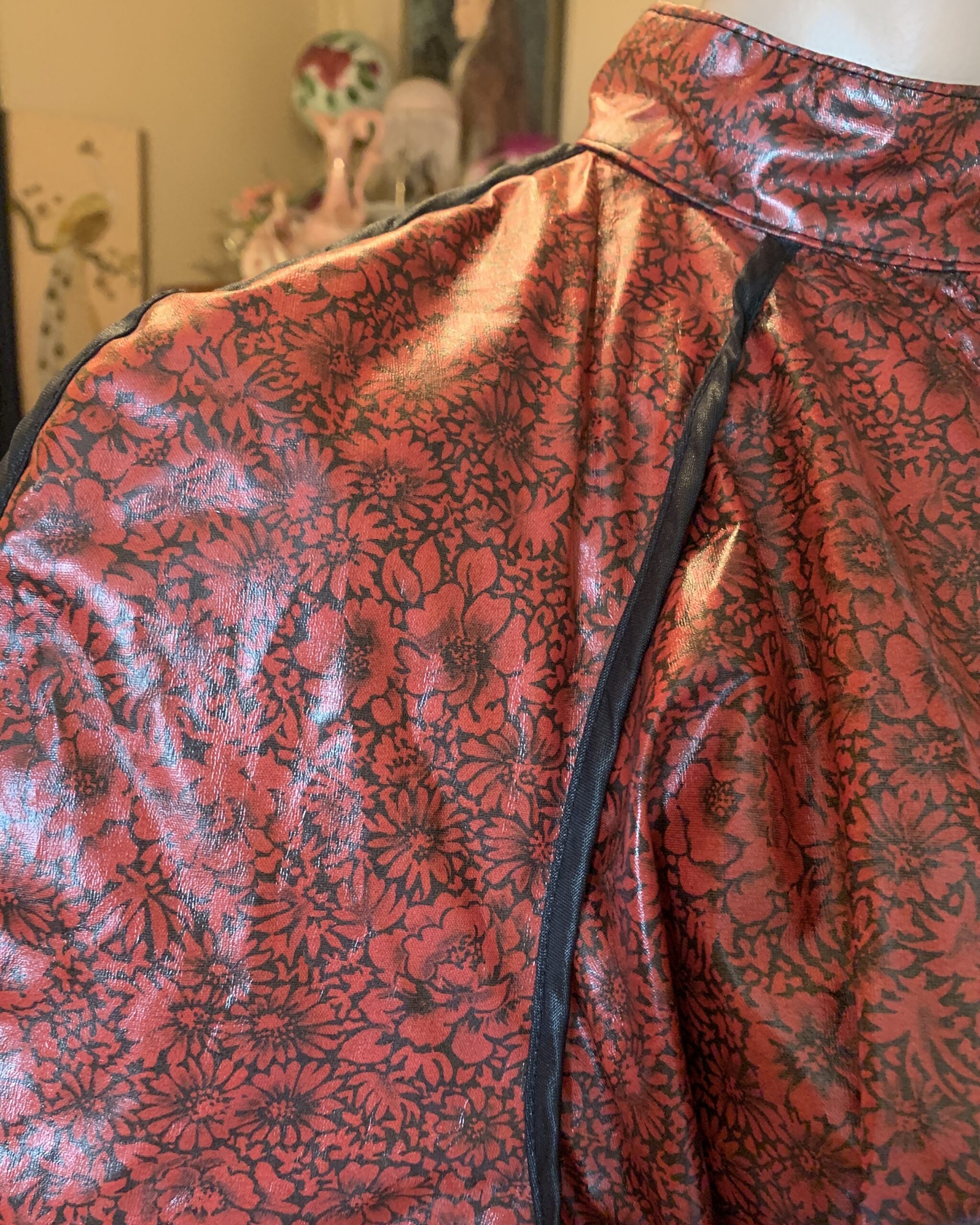 Vintage Barboglio Cristina-Jan Cranberry Red Floral Coat Dress - Image 4