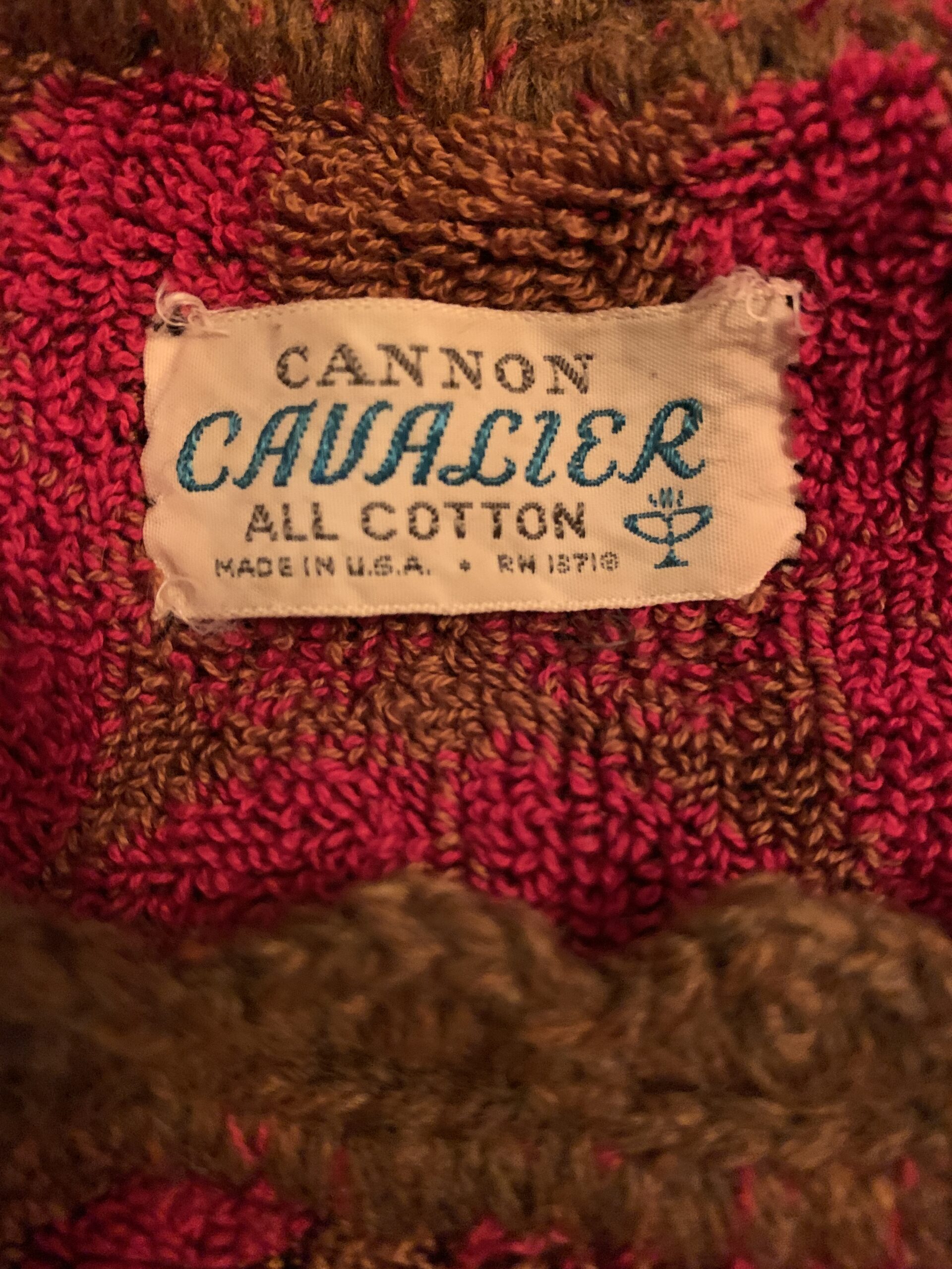 Original Cannon Cavalier all-cotton Made in USA label inside vintage terry cloth towel dress.